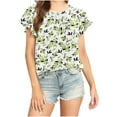 thumbnail image 1 of EQWLJWE Hauts d'Été pour Femmes T-shirt Décontracté Imprimé Col Rond Manches Courtes Blouse, 1 of 9