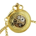 Handwinding Black Dial Mechanical Pocket Watch Gold White Hollow Hands