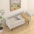 thumbnail image 2 of Xukmct Velvet Storage Ottoman with Wood Legs, Upholstered Storage Bench for Apartments, Living Rooms, Bedrooms, Beige, 2 of 9
