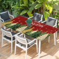 thumbnail image 2 of Red Christmas Table Cloths for 5 Foot Rectangle Tables, Xmas Tree Snowflake Winter Farmhouse Patio Waterproof Elastic Fitted Tablecloths, Washable Rectangular Table Cover for Camping, 2 of 8