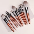 thumbnail image 1 of Nvzi Juego de 12 brochas de maquillaje, brochas para base, polvos, correctores, sombras de ojos y rubor, con bolsa de almacenamiento gris, 1 of 4