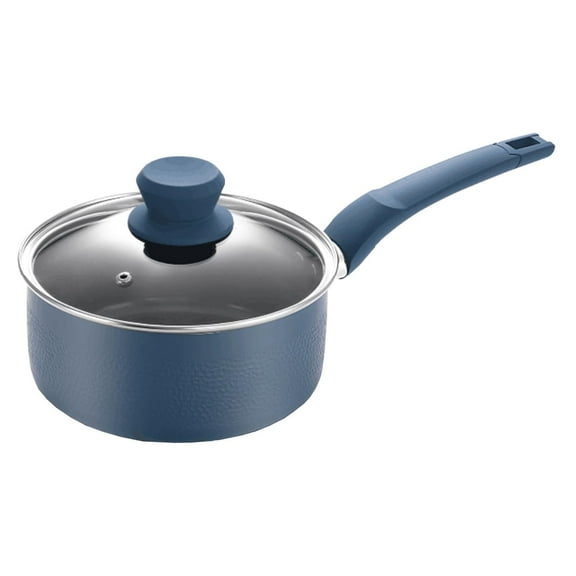 Prime Cuisine 2 Qt Blue Non-Stick Saucepan with Lid – Induction Cookware, Soft-Touch Handle, Even-Heat Base, Small Pot for Sauce, Soup, Boiling, and Simmering