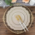 thumbnail image 2 of Efavormart 10 Pack | 8" Taupe Hard Plastic Dessert Appetizer Plates, Disposable Tableware, Baroque Heavy Duty Salad Plates With Gold Rim, 2 of 11