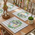 thumbnail image 3 of Happy Easter Placemats Set of 4, Spring Eggs Jugal Leaf Flower Floral Gray Plaid Heat Insulated Linen Place Mats, Washable Stain-Proof Table Mats for Dining Tables Holiday Decor 13x19 Inches, 3 of 9