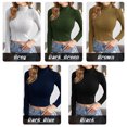 thumbnail image 4 of Suéter corto para mujer, cuello alto de punto acanalado, camisetas de manga larga, jersey ajustado a Abanopi Negro/Medio, 4 of 7