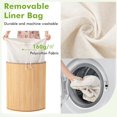 thumbnail image 5 of CZMDZH Corner Laundry Hamper with Lid, 58 L Bamboo Laundry Basket with Removable Liner & Handle, Triangle Clothes Hamper for Small Spaces, Bedroom, Bathroom, Laundry & Living Room (Natural), 5 of 15