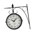 thumbnail image 3 of Reloj de pared de doble cara perfecl adorno estilo europeo reloj de estación de tren retro, 3 of 8