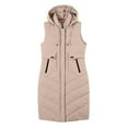thumbnail image 4 of GEWSEY Women's Long Vests Sleeveless Lightweight Zip Puffer Jacket Packable Hooded Down Coat Winter Quilted Vest With Hood (Khaki, XL), 4 of 5