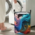 thumbnail image 5 of Fuzoiu Vibrant Fluid Motion Art Print Circular Hamper,Laundry Basket with Handle,Collapsible Laundry,Dirty Clothes Storage Basket,for Bedroom Bathroom Dorm Living Room-Small, 5 of 6