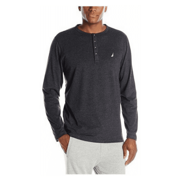 Nautica Men's Knit Jersey Henley Top-black Small