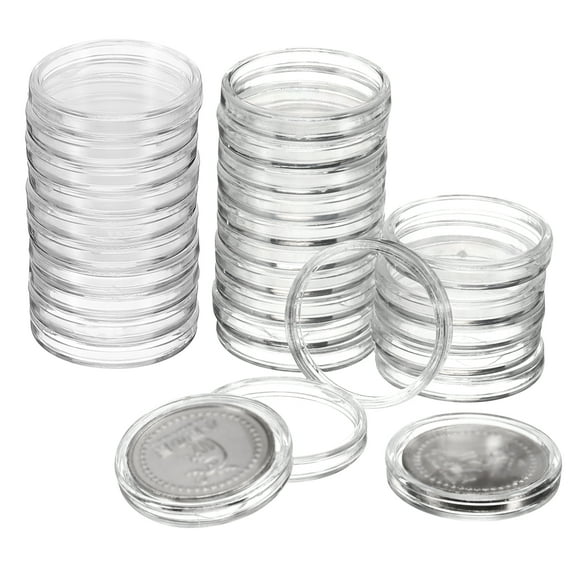 Uxcell Dollar Coin Holders, Plastic Coin Capsule Coin Collection Supplies Container Clear 25mm