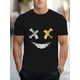 thumbnail image 1 of Camiseta informal de cuello redondo para hombre con estampado facial abstracto, 100 % poliéster, ligera elasticidad, corte regular, estampado geométrico. Camiseta informal., 1 of 5