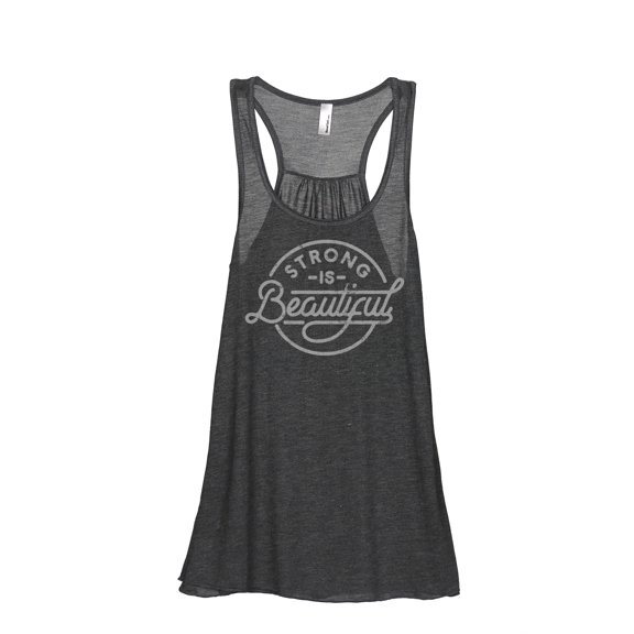 Strong Is Beautiful Women's Fashion Sleeveless Flowy Racerback Tank Top Charcoal Grey Small