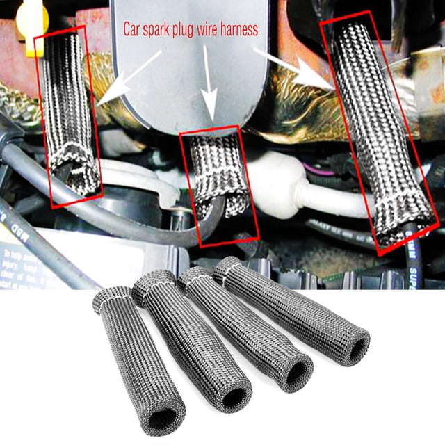 EGNMCR Car Exterior Accessories 8-Piece High-Temperature Automobile SparkPlug Wire Protective Cover HeatShield Spark plug sleeve