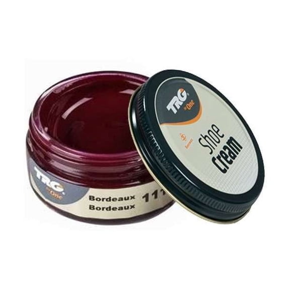 TRG Bordeaux Shoe cream with beeswax, one of the best shoe polishes that nourishes, maintains, shines and enhances the color of leather shoes and leather boots.
