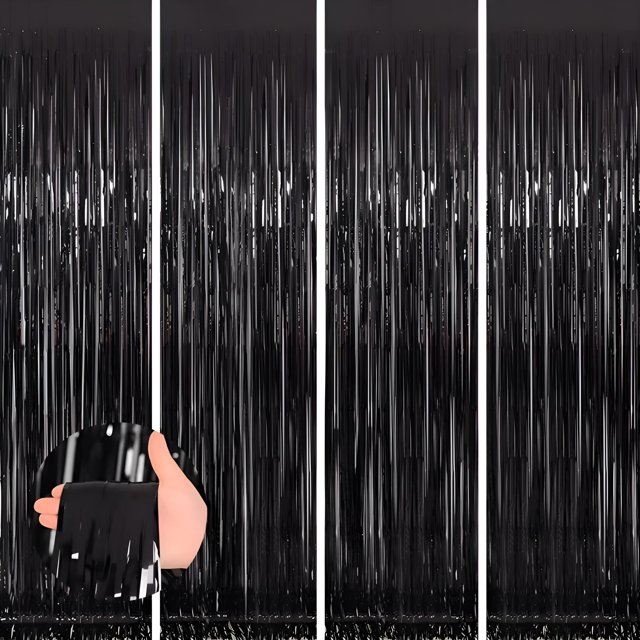 Cortina de lámina negra Backdrop Keyali, paquete de 4 unidades, 100 x 253 cm