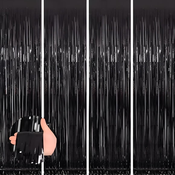 Cortina de lámina negra Backdrop Keyali, paquete de 4 unidades, 100 x 253 cm