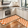 thumbnail image 3 of Kitchen Rugs Sets Of 2,Orange and White Wavy Checkerboard Pattern Anti Fatigue Kitchen Mat Rugs Non Slip Washable,Decorative Kitchen Floor Mats for Kitchen,Sink,Laundry,17"x47"+17"x47", 3 of 5
