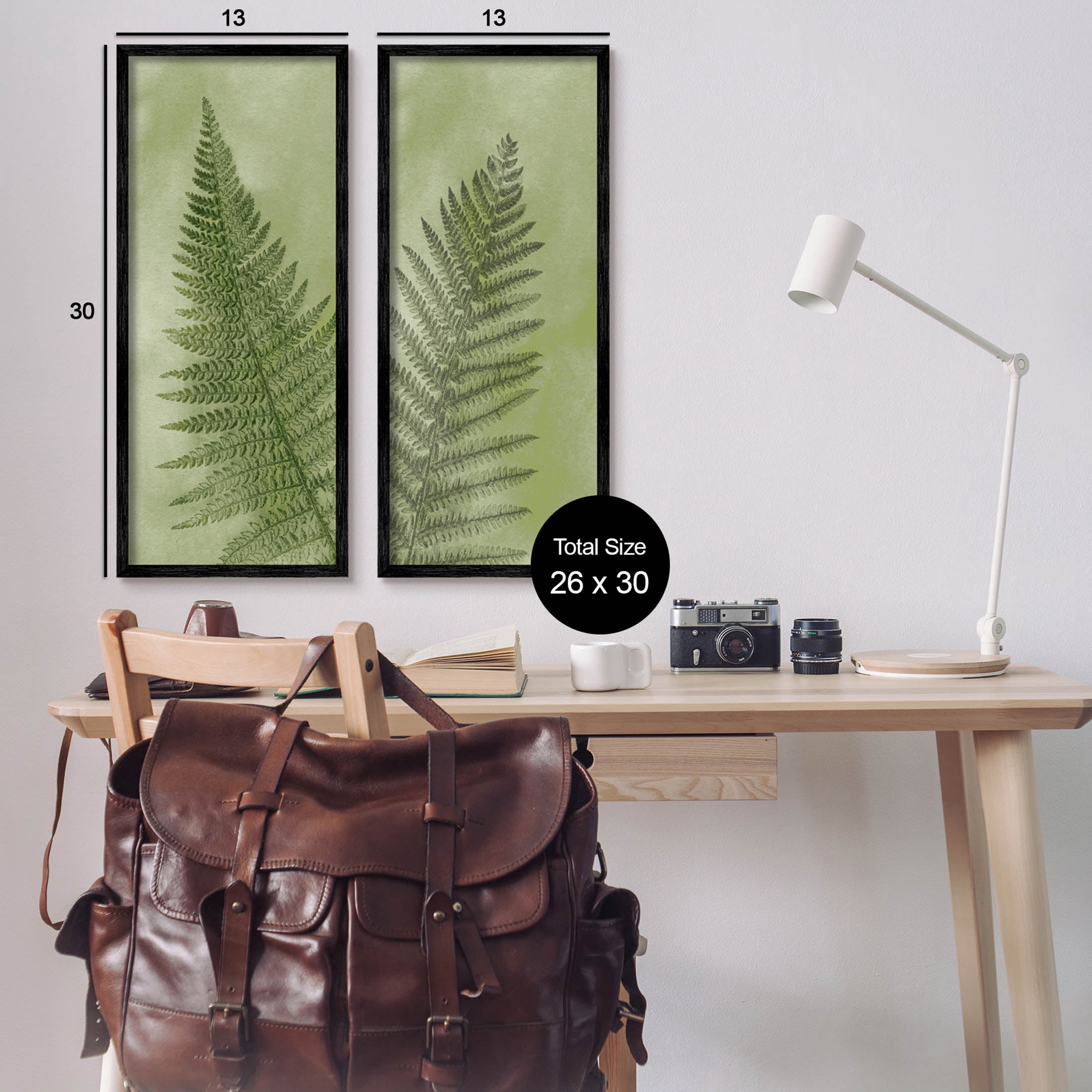 Woodland Nature Fern Leaves Botanical & Floral Graphic Art Black Framed Art Print Wall Art, Set of 2