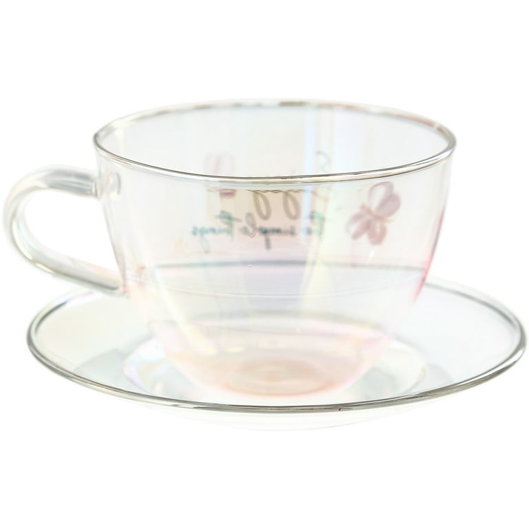Glass cups + saucers (set of 2)