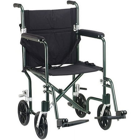 Drive Medical 19" Flyweight Lightweight Green Transport Wheelchair