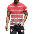 thumbnail image 2 of Vivianyo HD Short Sleeve Shirt for Men,Big Men Casual Round Neck Stripe Printing Pullover Fitness Sports Shorts Sleeves T Shirt Blouse, 2 of 5