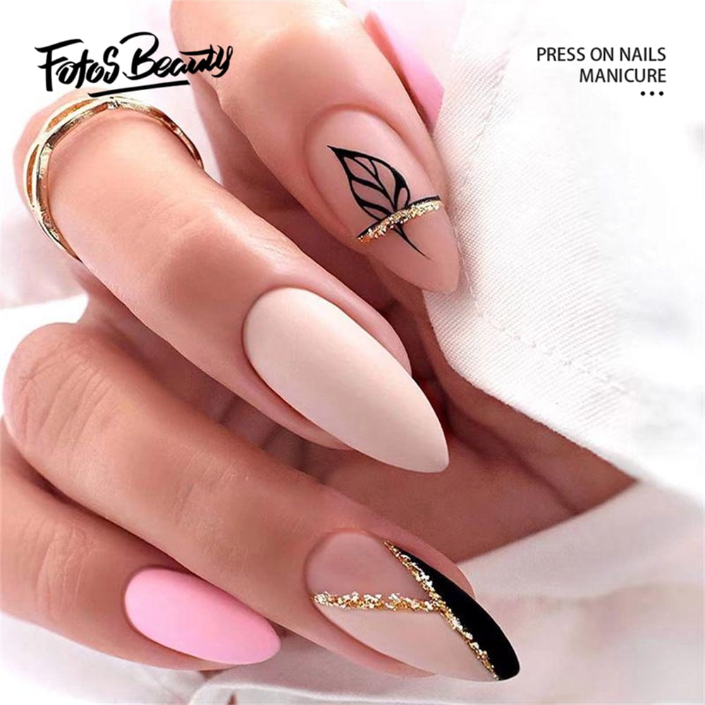 2024 SALE] Sweet and Cool Pink Black Hearts Short Press On Nails – Belle  Rose Nails