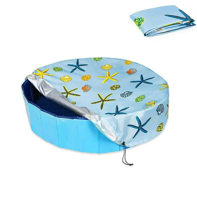 Couverture de Piscine pour Chien Ronde, Couverture de Piscine Pliable pour Animaux de Compagnie 82cm/122cm/162cm Baignoire Extérieure Pliable, Couverture de Protection de Piscine Imperméable et Anti-Poussière