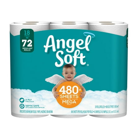 Angel Soft Toilet Paper, 18 Mega Rolls (= 72 Regular