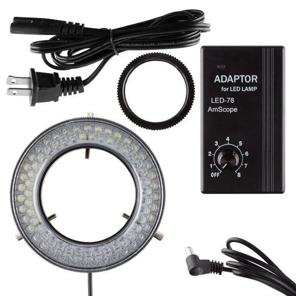 AmScope 78 LED Light Microscope LED Ring Light with Controller for Microscopes, Repairs, Inspections