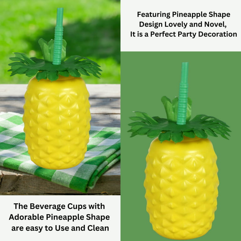 Colorful Pineapple-Shaped Mason Jar Mug Glasses with Straws & Lids, Set of 6