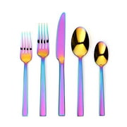 Ornative Emma 20-Piece Stainless Steel Flatware Set| Silverware Set for 4| Rainbow | Includes Forks, Knives, and Spoons |Dishwasher Safe |Durable and Easy Care