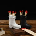 thumbnail image 3 of Cowboy boot match holder, match holder with striker, ceramic match striker ceramic boot match pot storage box, match free, 3 of 4
