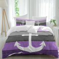 4 Piece Duvet Cover Set Queen, Nautical Anchor Compass Purple Gradient ...