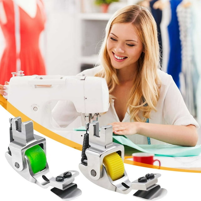 SSZMDLB under $5 2Pcs Sewing Hemmer Foot, Adjustable Rolled Hemmer Presser Foot, Multi-function Invisible Zipper Guide Hem Foot, Sewing Accessories Hemming Tool