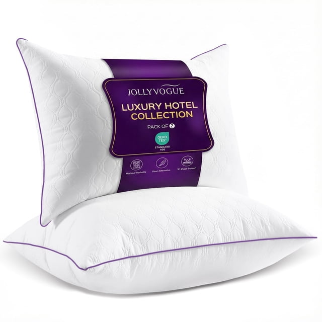 Juego de 2 almohadas JOLLYVOGUE tamaño King 86 x 43 cm, alternativa al plumón
