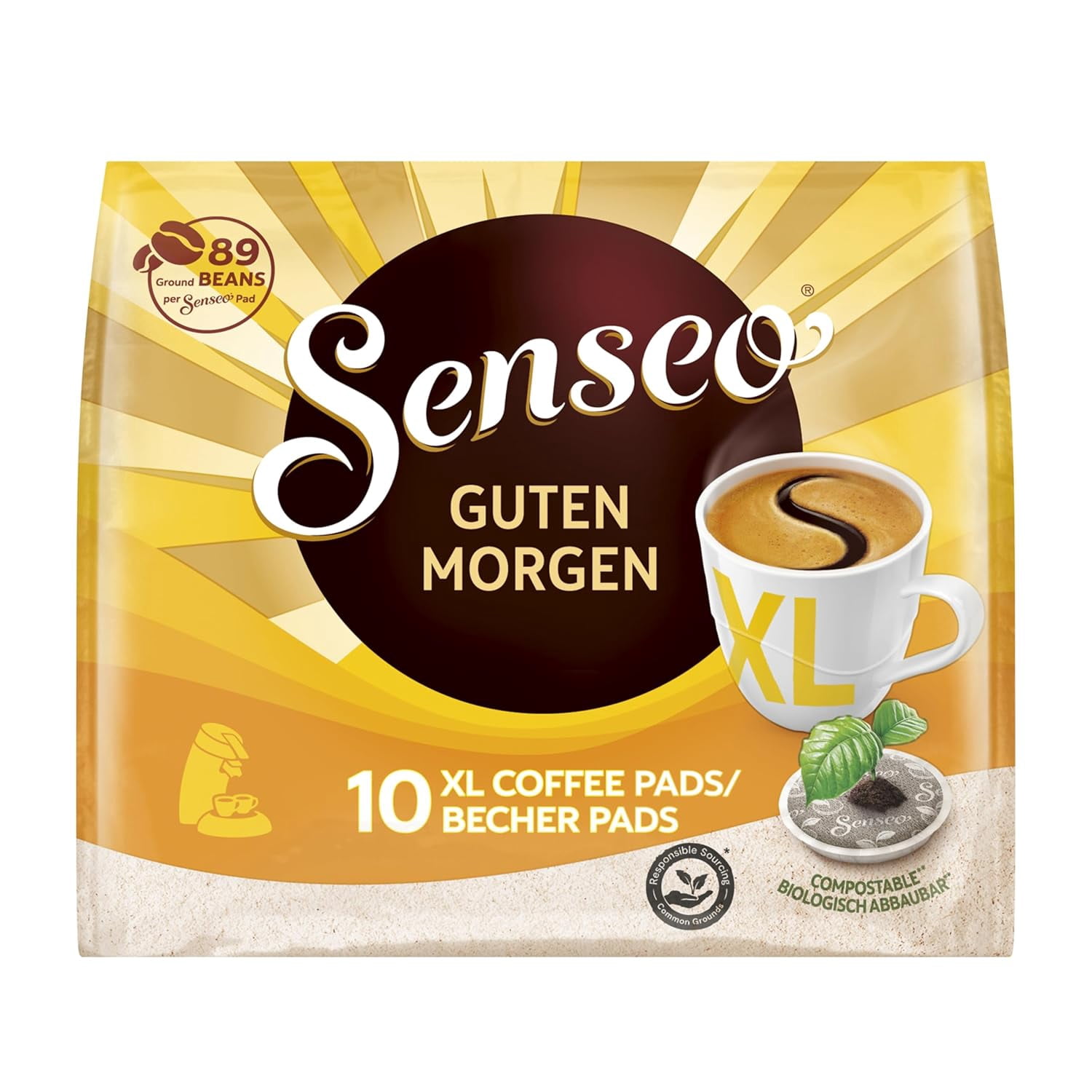 Senseo Medium Roast Coffee Pads Guten Morgen Xl Strong & Intensiv, 5-Pack, 125g Coffee Pods