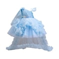 thumbnail image 2 of DAETIROS Girls Princess Party Dress with Train One Shoulder Soft Tulle Ruffled Flower Girl Dress Sparkly Waistband for Birthday Pageant Blue,Size 1-2T, 2 of 9