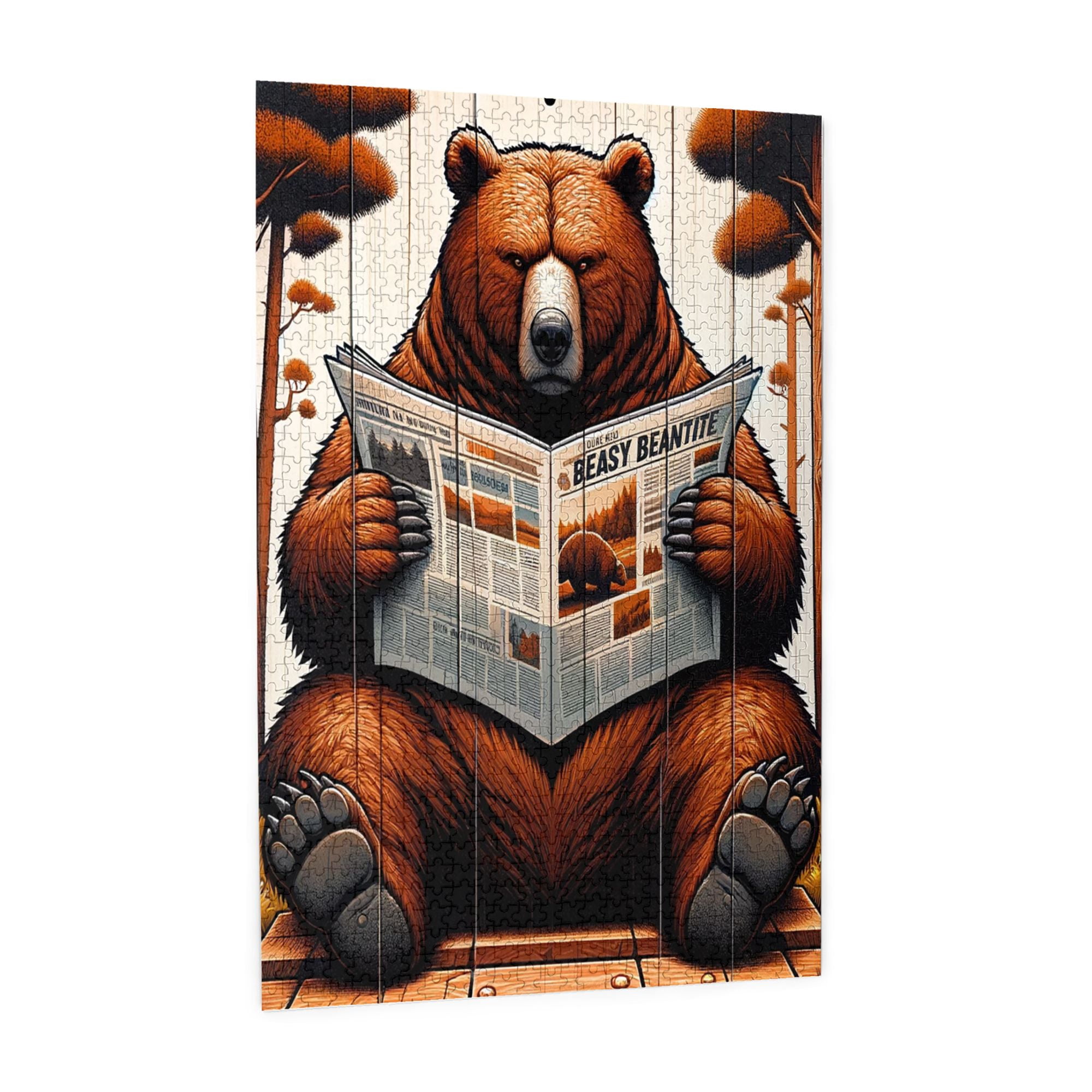 1000 PCS 1000 Piece Vibrant Jigsaw Reading Time of Brown Bear,Relieve stress and enjoy the fun of solving puzzles,Imaginative Animal Wooden Puzzles,Creative Activity Hobbies for Adults