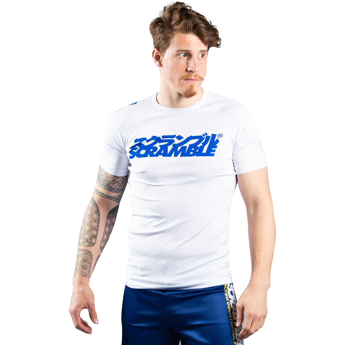 Scramble Shiai Rashguard Blue Jiu Jitsu BJJ No Gi Grappling Rash Guard