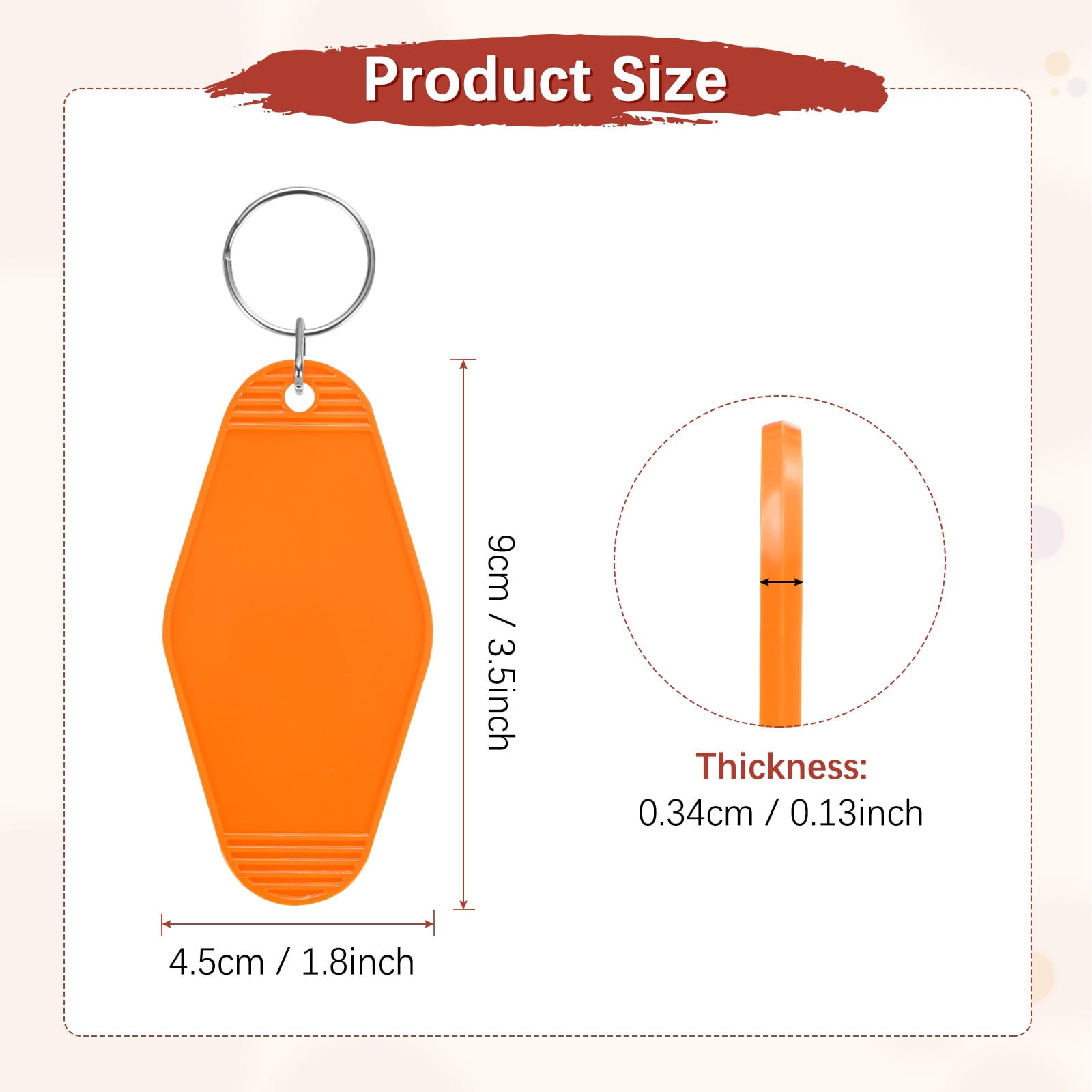 Blank Hotel Keychain Tags [30PCS] - Plastic Rhombus Blank Motel Keychain for Luggage Labels [Orange] Vintage Key Tags