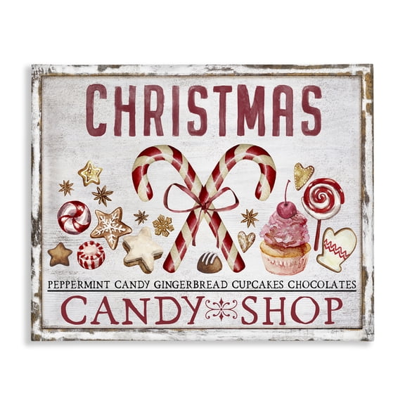 Stupell Industries Farmhouse Candy Shop Christmas Canvas Art, 20 x 16, by Creatif Belle