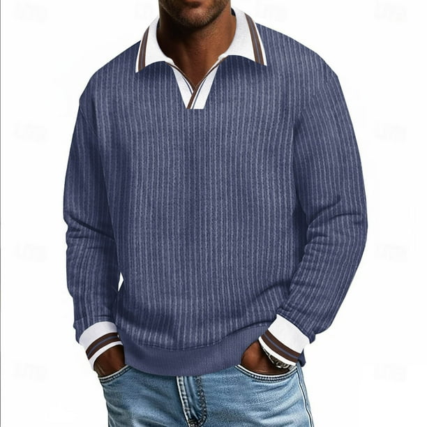 Ceisia Men's Casual Striped Half Button Round Neck Pullover with Pocket Daily Fashion Top Gift