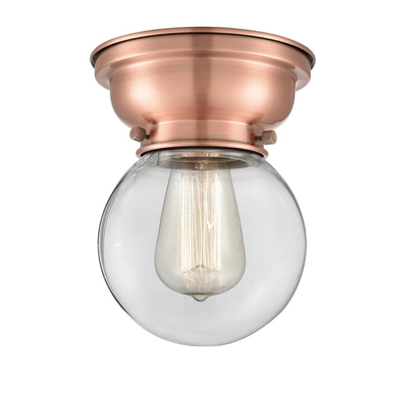 623-1F-AC-G202-6-Innovations Lighting-Beacon - 1 Light Flush Mount In Industrial Style-7.15 Inches Tall and 6.25 Inches Wide-Antique Copper