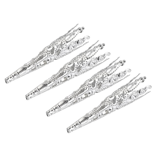 Ramillete Decorativo Soporte, Aleación Solapa Pasador Broche Florero 42mm para Boda Fiesta Paseo Bricolaje Encantos Blanco Dorado Paquete de 4
