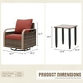 thumbnail image 4 of INTER HUT Modern Wicker Bistro Table and Chairs, Outdoor Bistro Set, Rattan Outdoor Swivel Rocking Chair for Patio, Wicker Patio Chairs & Table, 3 Piece Set, Brown/Red, 4 of 9
