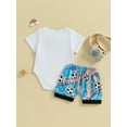 thumbnail image 4 of Bagilaanoe 2pcs Newborn Baby Boy Short Pants Set Short Sleeve Letter Print Rompers Tops + Shorts 3M 6M 12M 18M Infant Casual Summer Outfits, 4 of 9