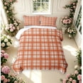 thumbnail image 2 of Manfei Checkered Art Bed Spread Queen,Geometric Plaid Queen Coverlet Set,Orange,3 Pieces,1 Quilt and 2 Pillowcases, 2 of 7
