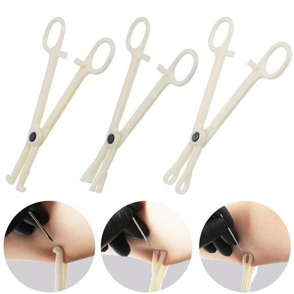 3Pc Tool Professional Acrylic Triangle Open Close Ring Needle Pipe Clamp Pliers Tweezers Belly Body Piercing Puncture Forcep Tool, set of 3pcs