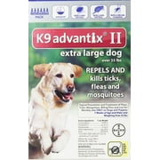 Bayer K9 Advantix II Flea, Tick and Mosquito Prevention for X-Large Dogs, Over 55 lb, 6 doses